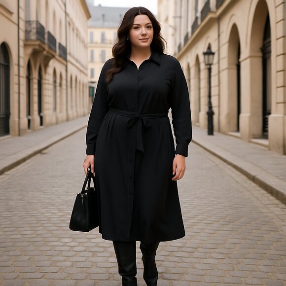 Worthington Dresses & Skirts - Worthington Black Button-Front Shirt Dress – XXL – Minimalist & Chic